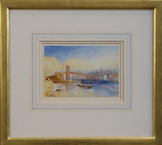 Hercules Brabazon Brabazon (1821-1906) Bridge at Coblinz 4.75 x 7in.